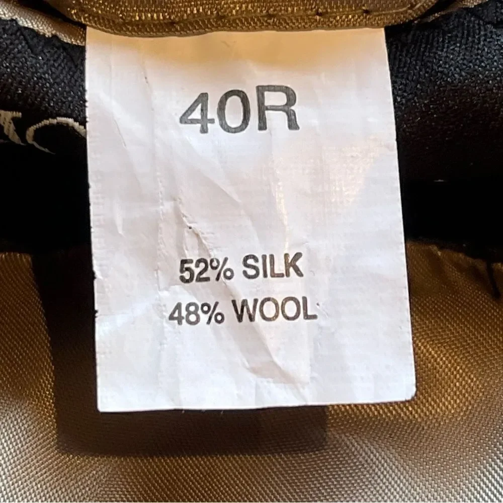 Jos A. Bank Men's Silk and Wool Sport Coat Olive W/ blue and tan stripe Size 40R
